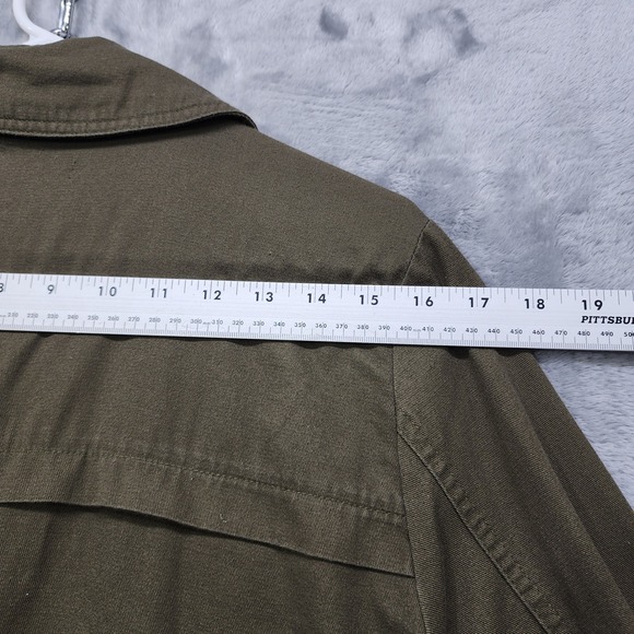 BP Jacket Women S Green Utility Drawstring Waist Long Sleeve Cotton Button Front - Picture 11 of 13
